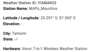 Weather station MAPs_Mauritius - ITAMAR23, location: Mauritius